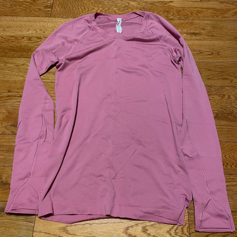 EUC Lululemon Swiftly Tech Long Sleeve Shirt 2.0 Hip Length Sz 6 Pink Blossom